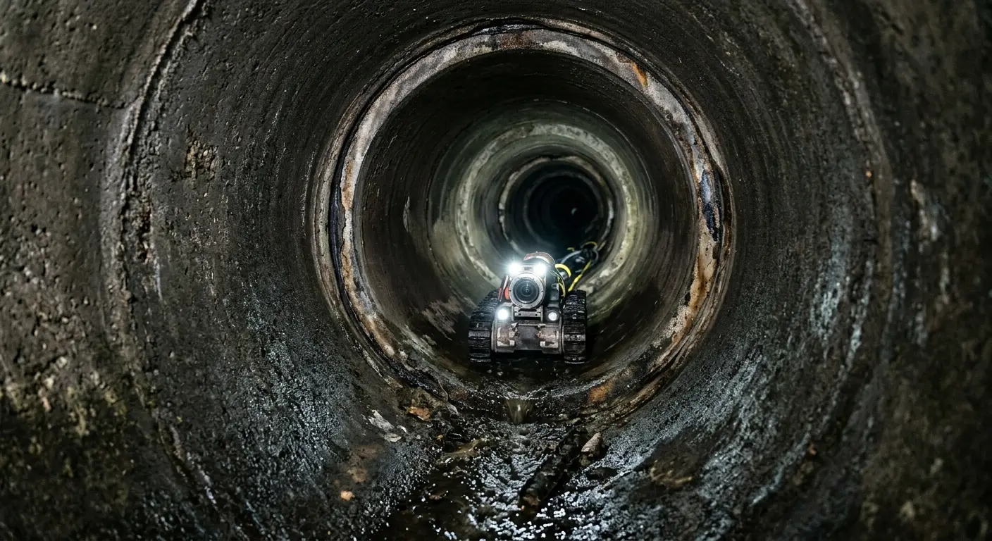 Robotic sewer camera inspecting pipe interior for Drain Snake Service in Holtville